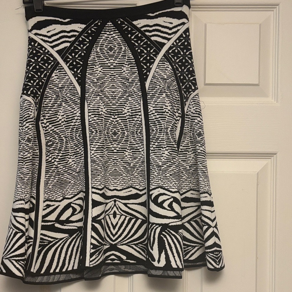 Diane Von Furstenberg Black and white Samara Zebra Tattoo Knit Skirt